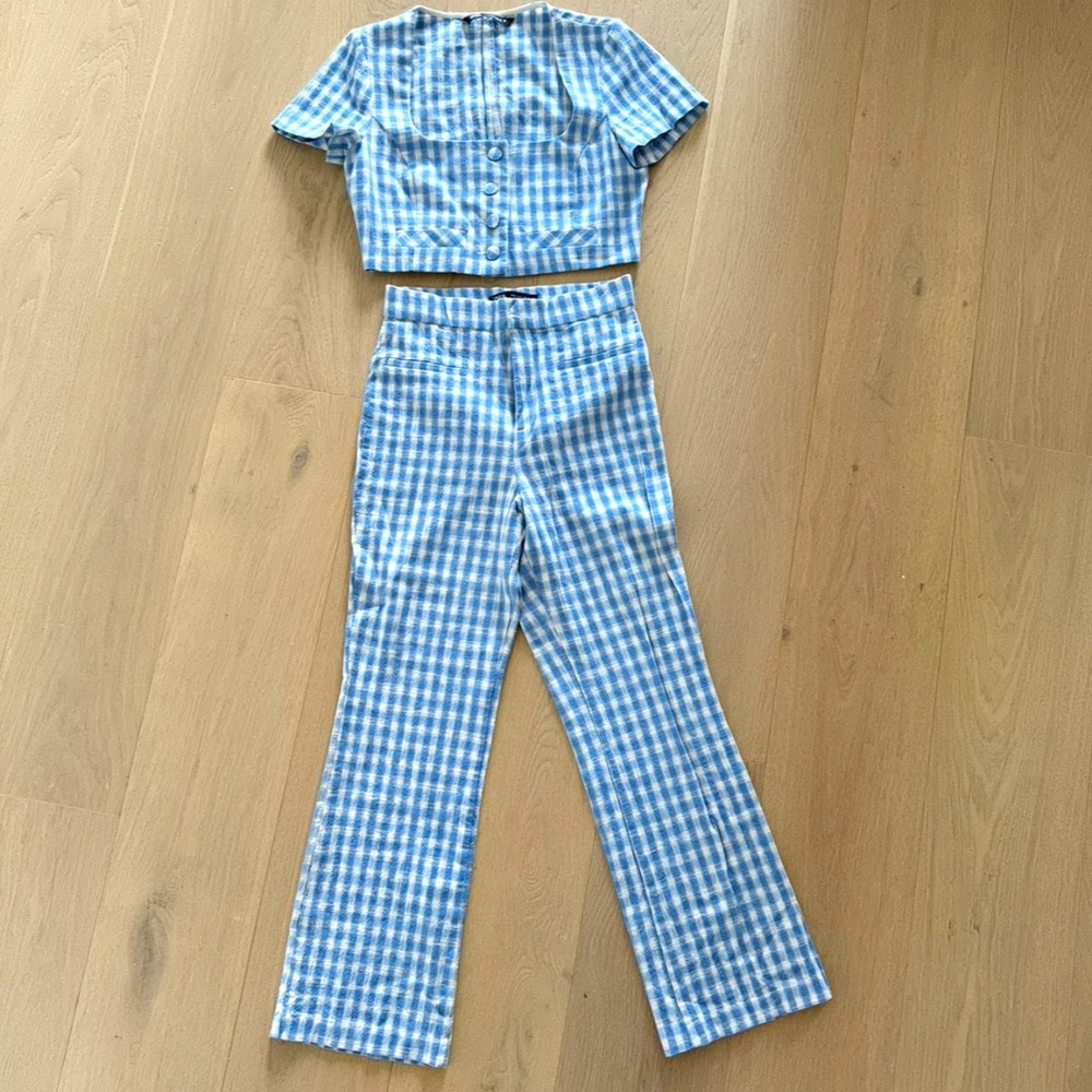 Zara Blue Print Gingham Set